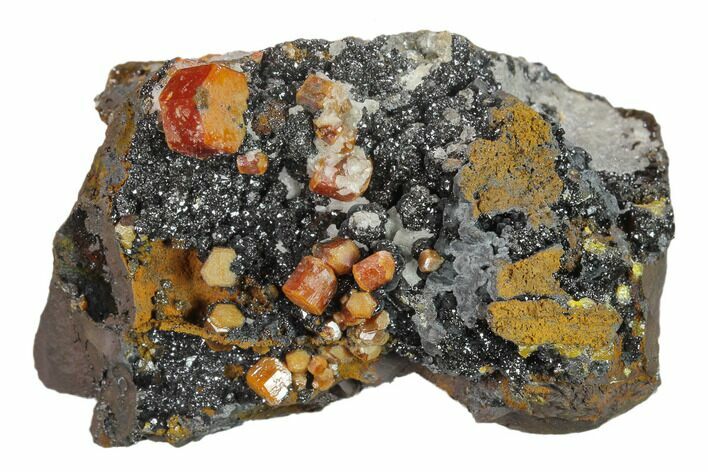 Vanadinite Crystals on Goethite - Mibladen, Morocco #133882